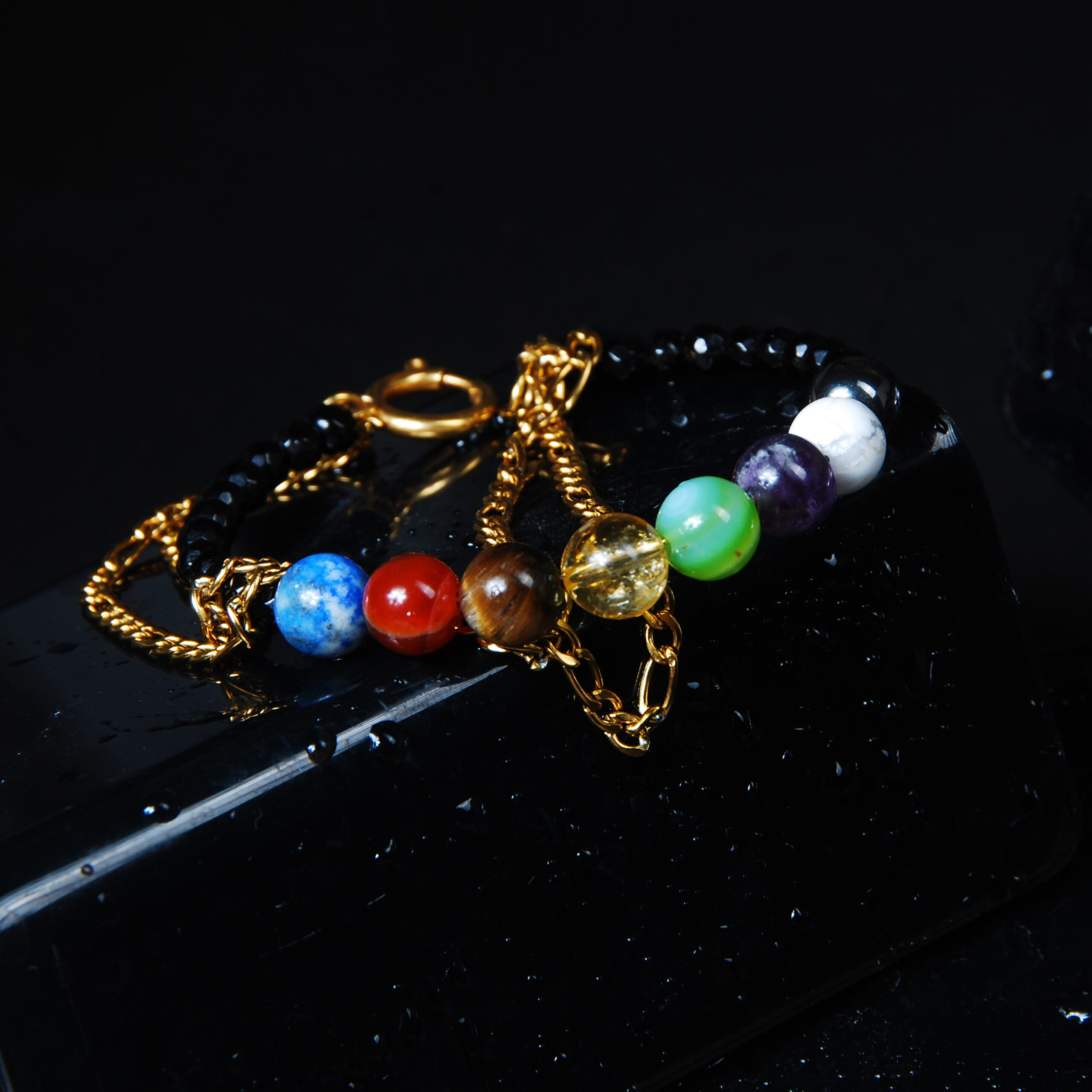 دستبند هفت چاکرا با مهره کوچک