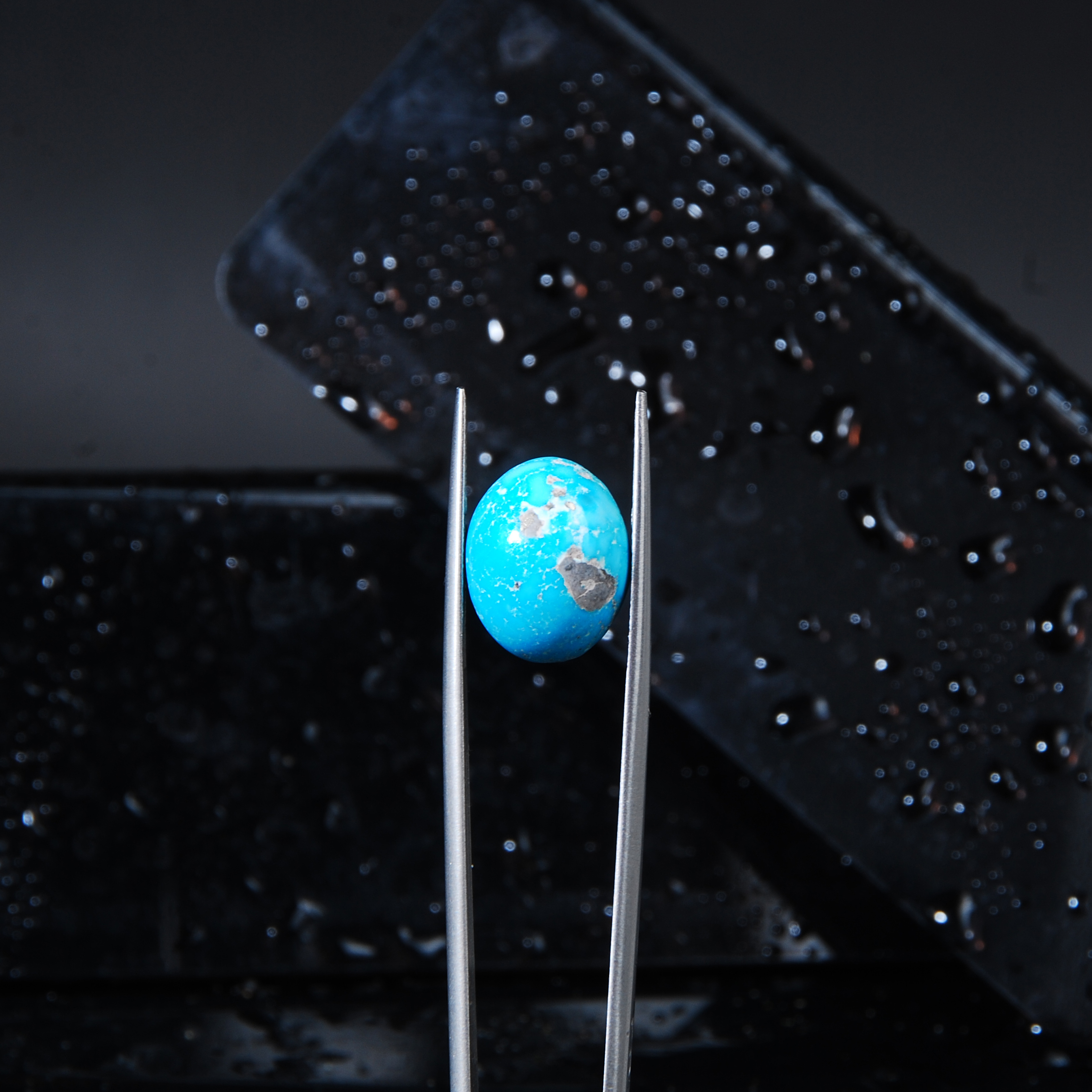 نگین فیروزه کرمان آبی طبیعی بیضی 1.78گرم