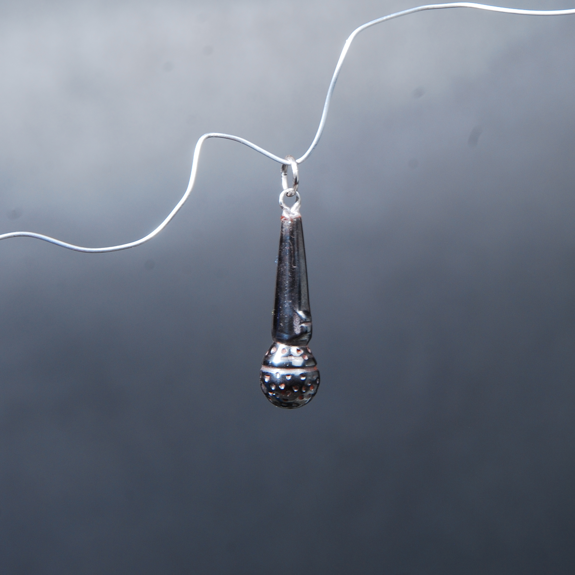 گردنبند میکروفن حدید نقره ای 3.54گرم