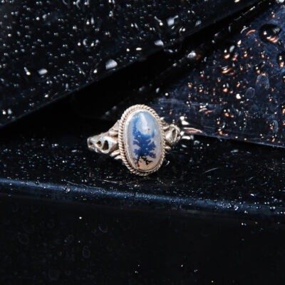 انگشتر نقره عقیق شجر قائنات مصور عقرب 6.22گرم