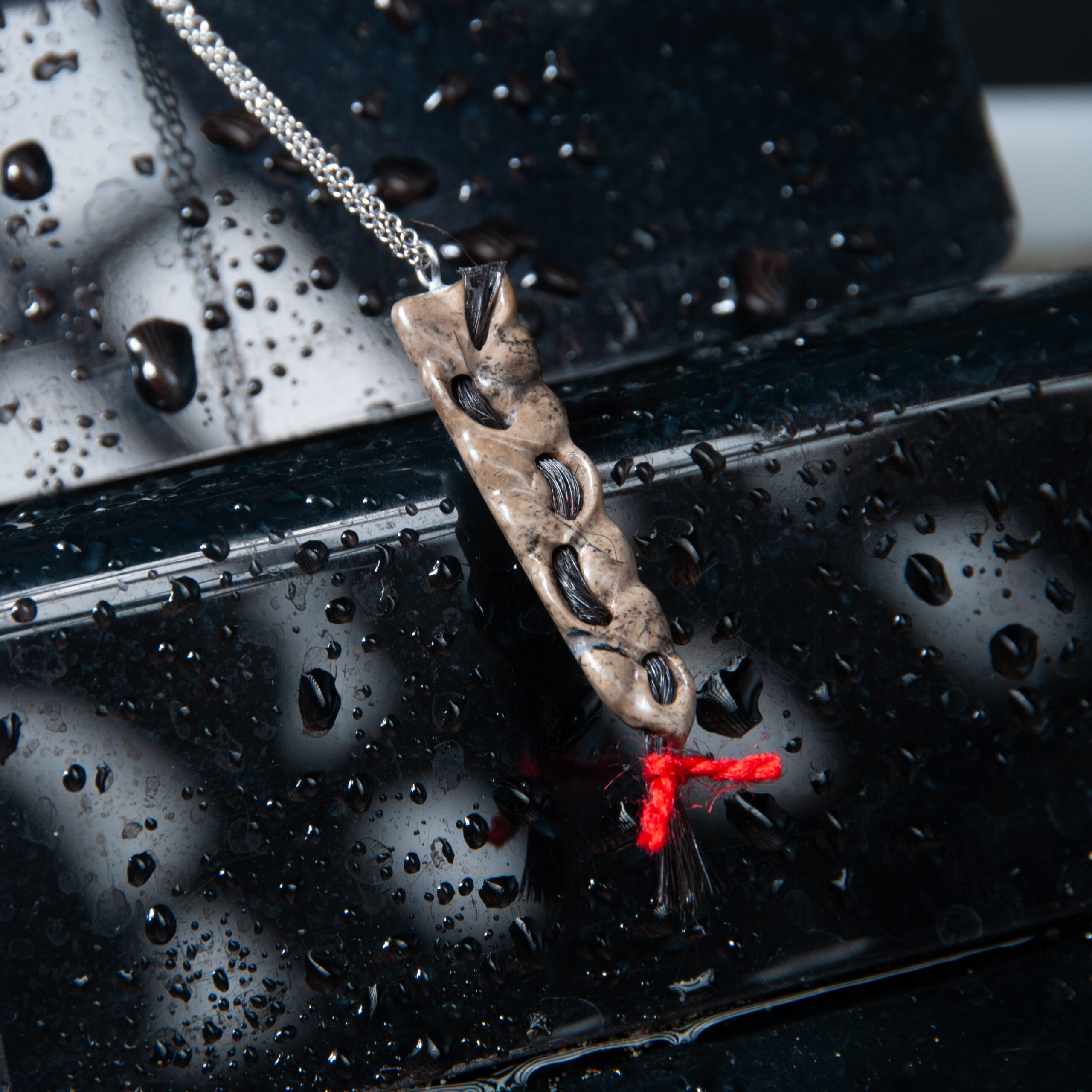 گردنبند موی زلفار با سنگ جاسپر منظره 2.88گرم