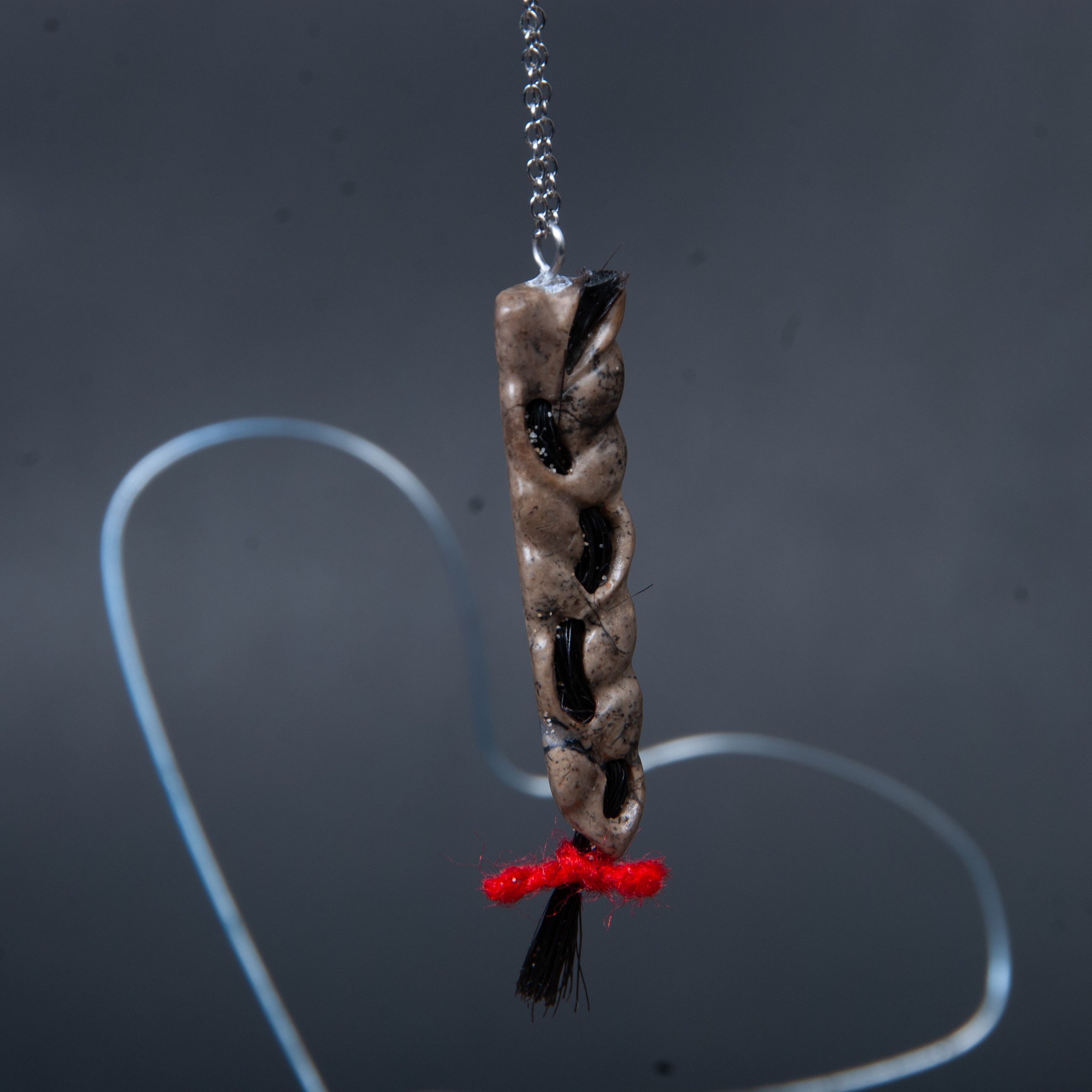 کاروینگ گردنبند موی زلفار با سنگ جاسپر منظره 2.88گرم