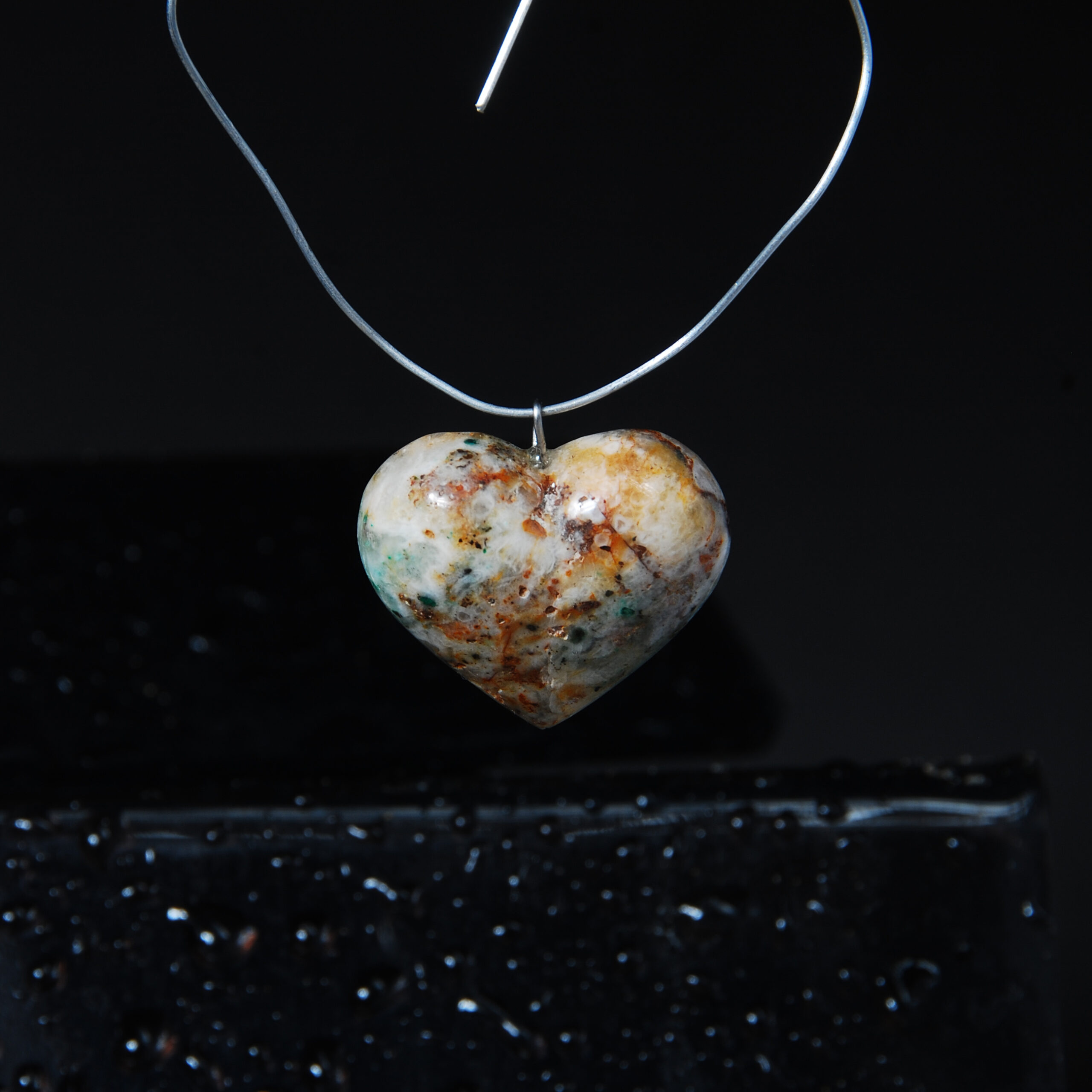 گردنبند قلب عقیق چند رنگ 7.11گرم