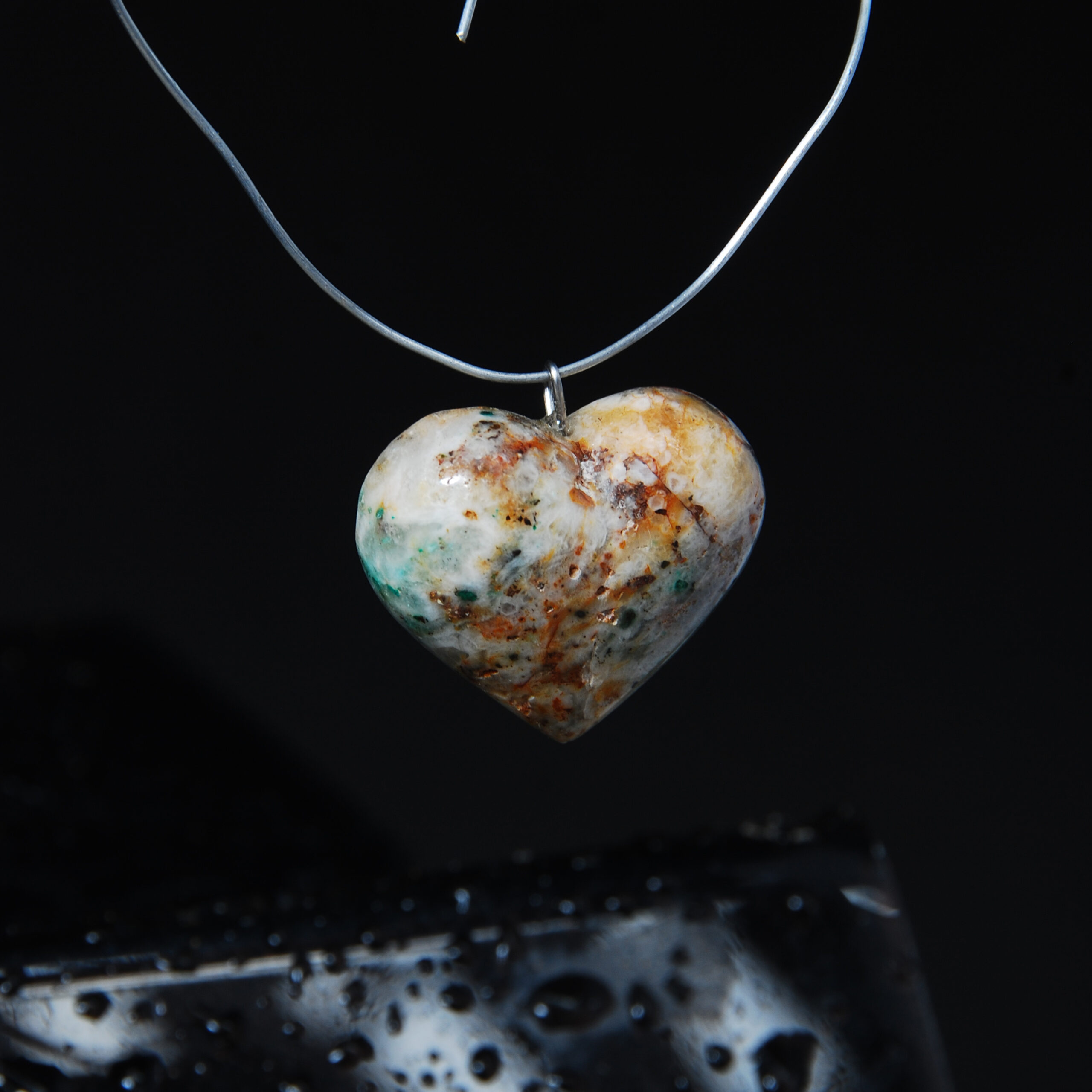 گردنبند قلب عقیق چند رنگ 7.11گرم