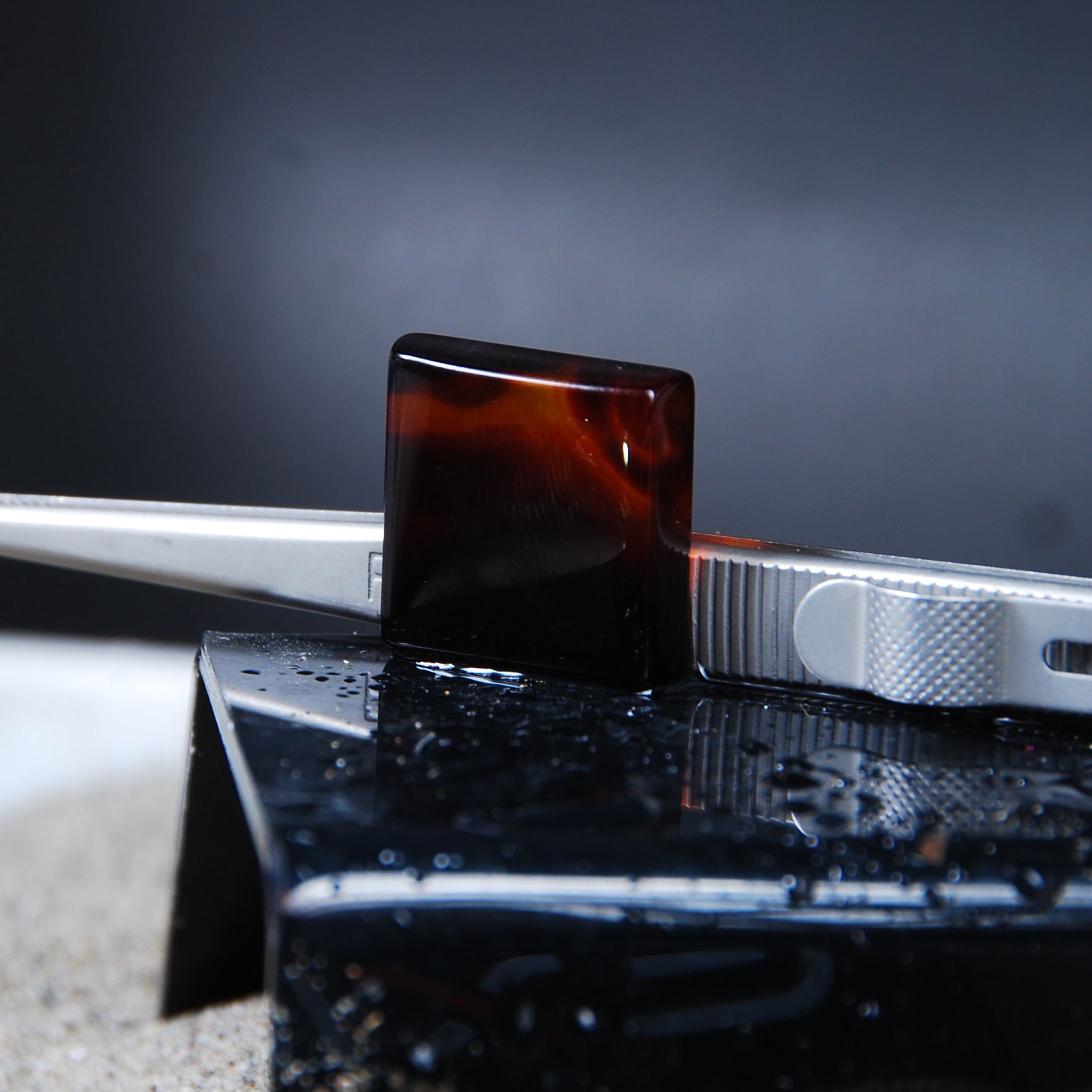 DSC_6602 نگین عقیق مشکی سلیمانی مربعی 5.39گرم