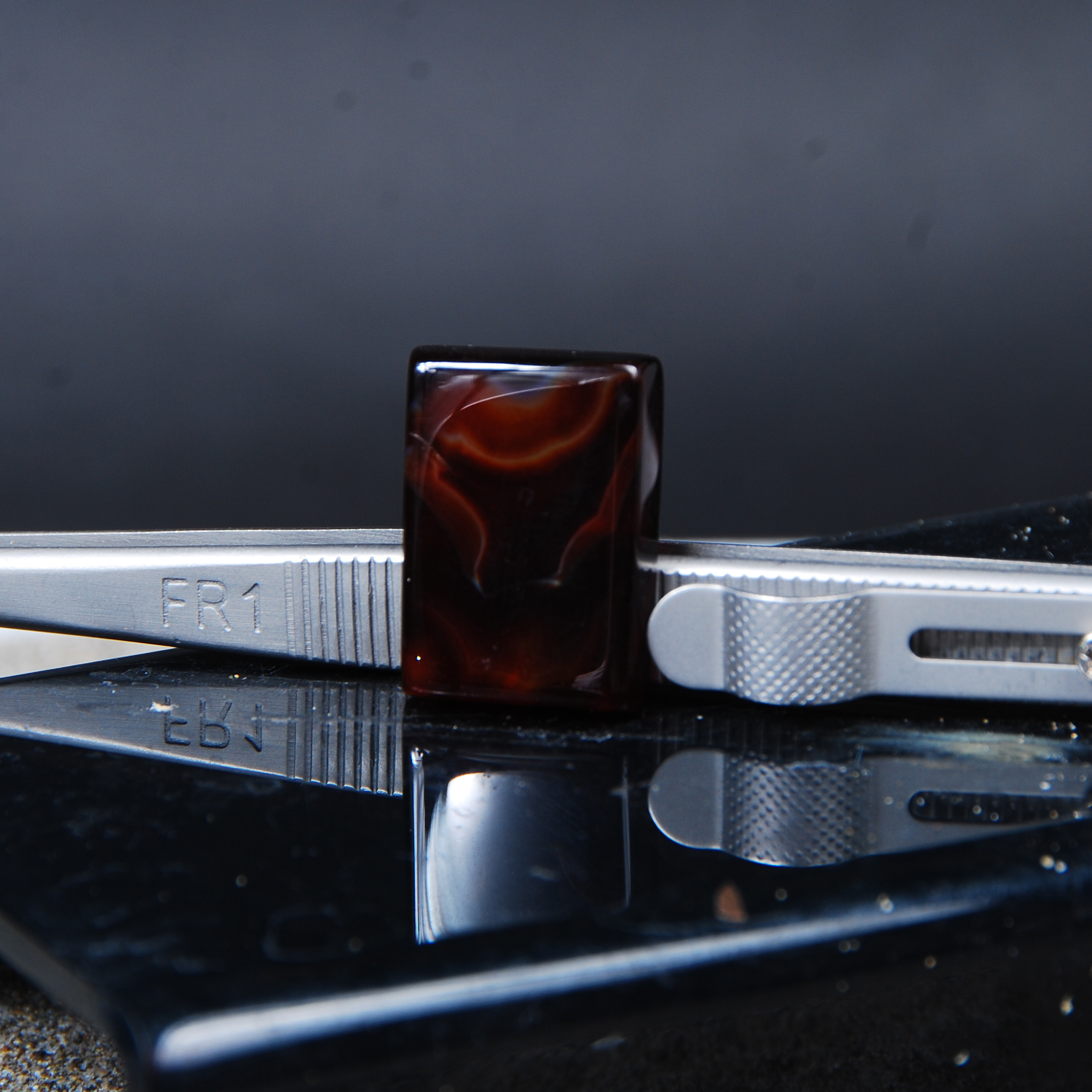 DSC_6685 نگین عقیق مشکی سلیمانی(عقیق اصل) مستطیلی 4.15گرم