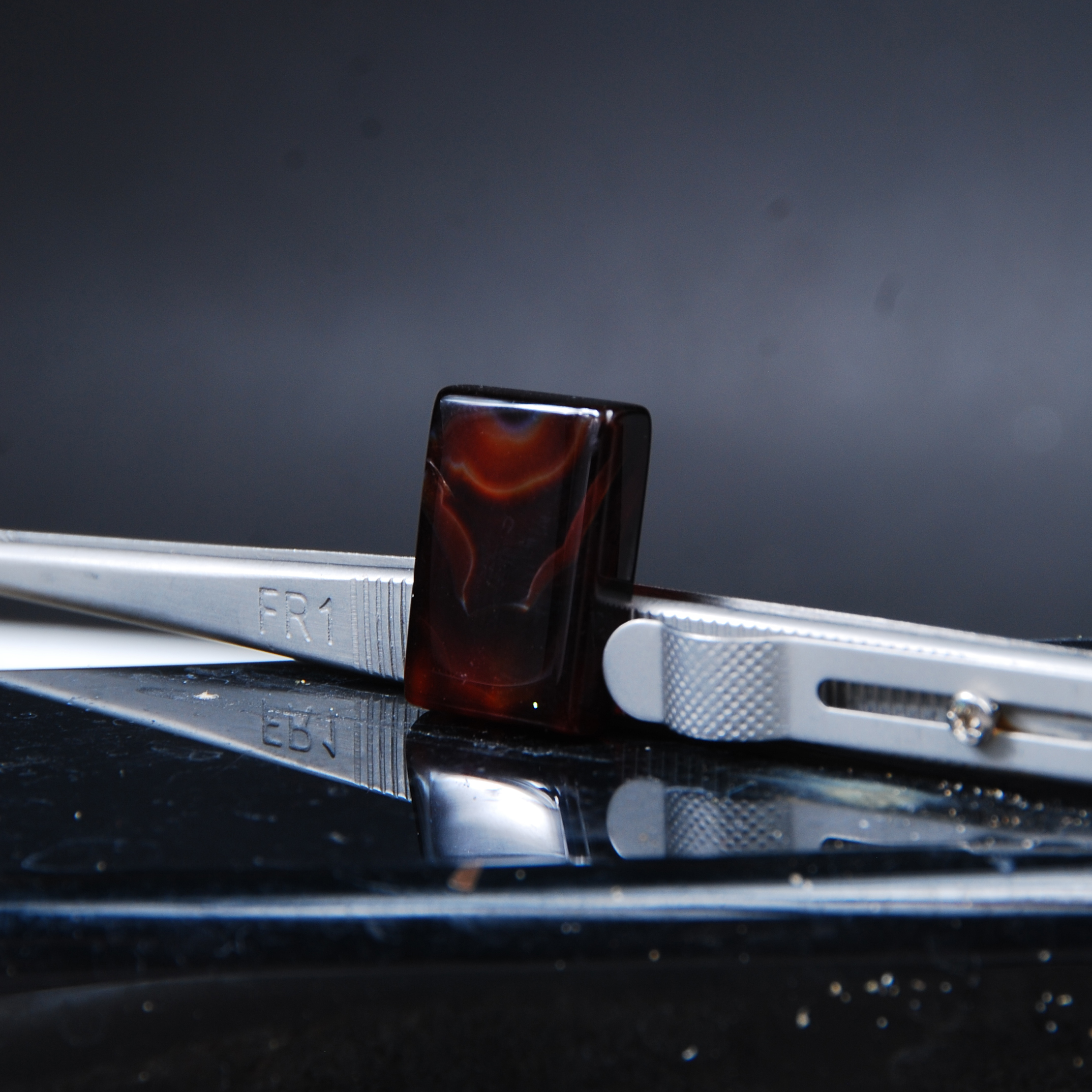 DSC_6686 نگین عقیق مشکی سلیمانی(عقیق اصل) مستطیلی 4.15گرم