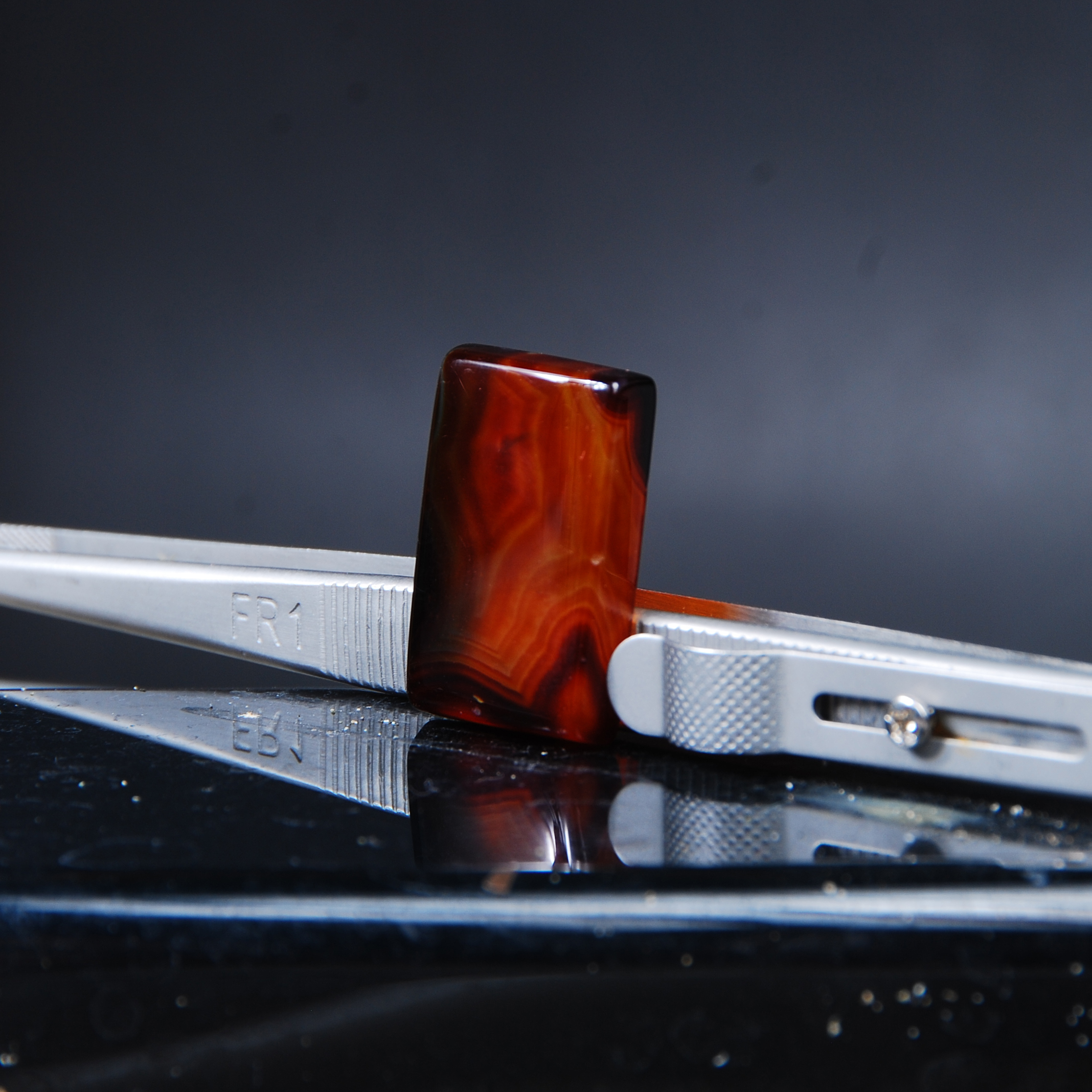 DSC_6741 عقیق مشکی سلیمانی(عقیق اصل) مستطیلی 4.87گرم