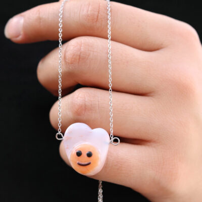 گردنبند زی زی گولو عقیق دو پوسته پرتقالی 6.4 گرم