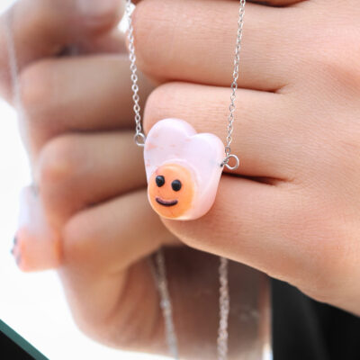 گردنبند زی زی گولو عقیق دو پوسته پرتقالی 6.4 گرم