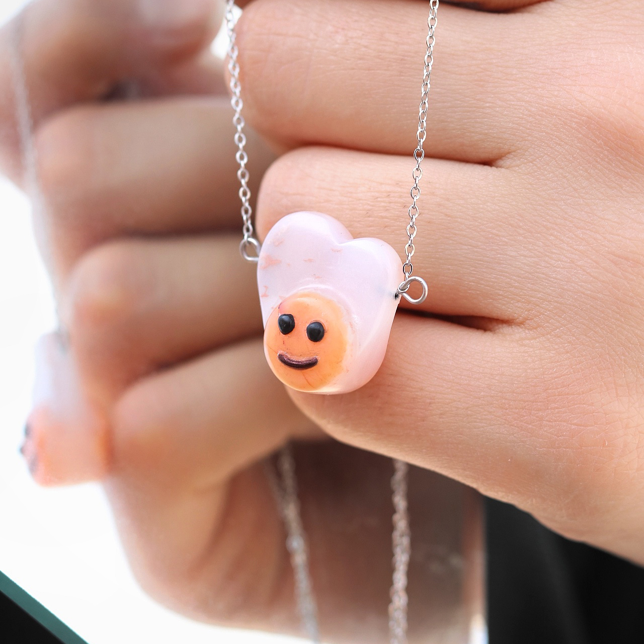 IMG_20240721_074246_314 گردنبند زی زی گولو عقیق دو پوسته پرتقالی 6.4 گرم