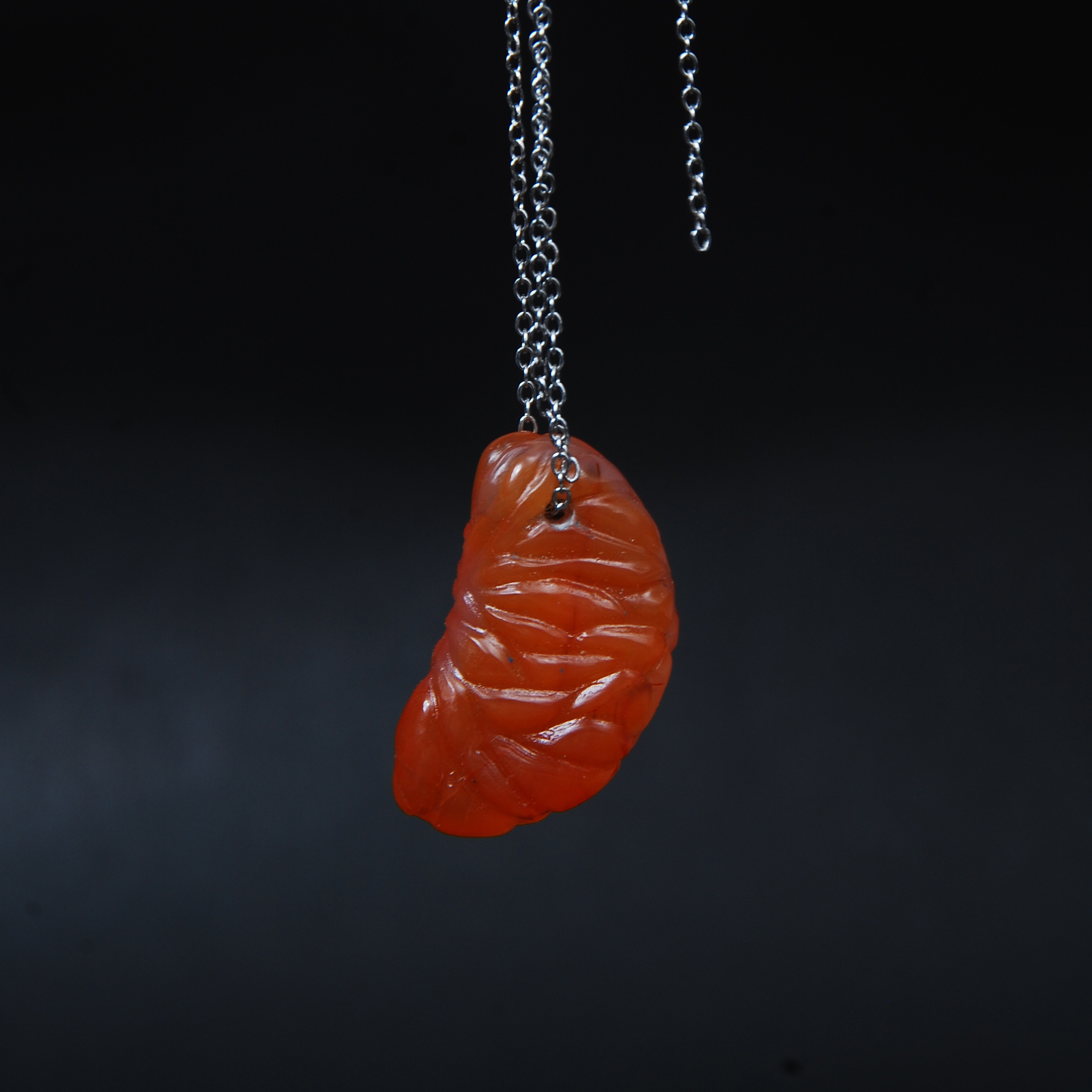 گردنبند نارنگی عقیق پرتقالی طبیعی 4.75 گرم