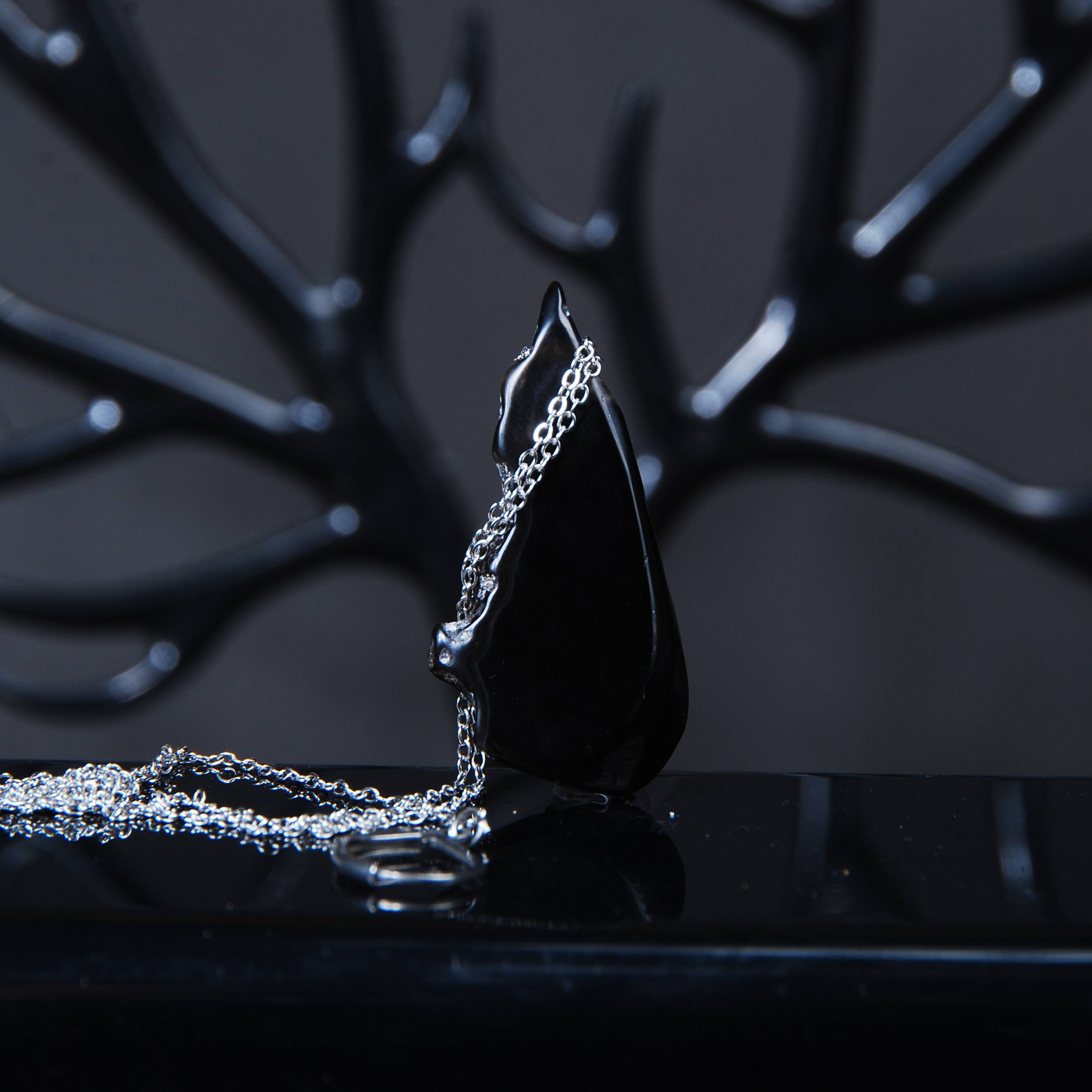 گردنبند سنگ اونیکس همراه با زنجیر استیل 6.05گرم