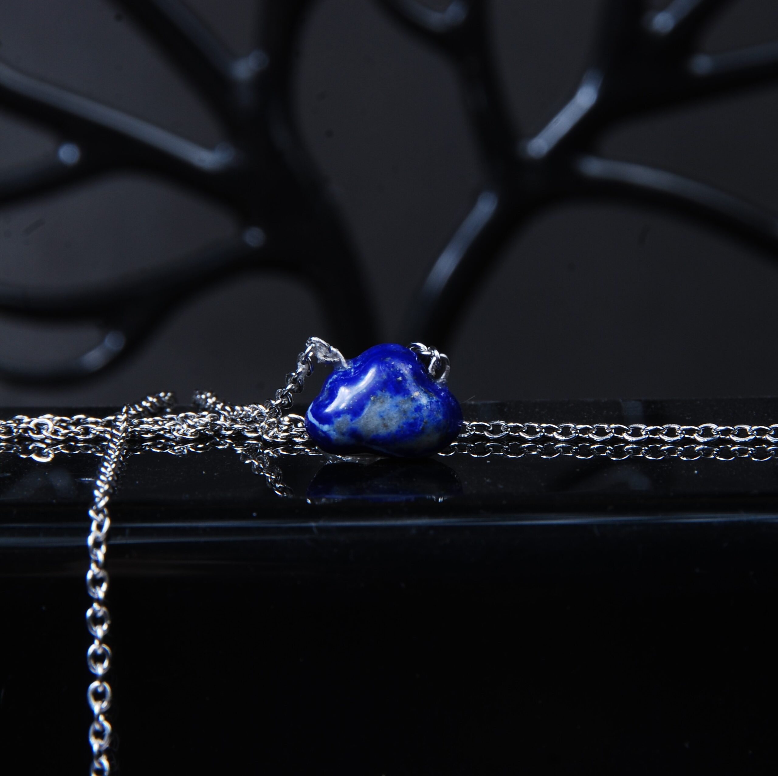 گردنبند ابر لاجورد با زنجیر رنگ ثابت 2.46گرم