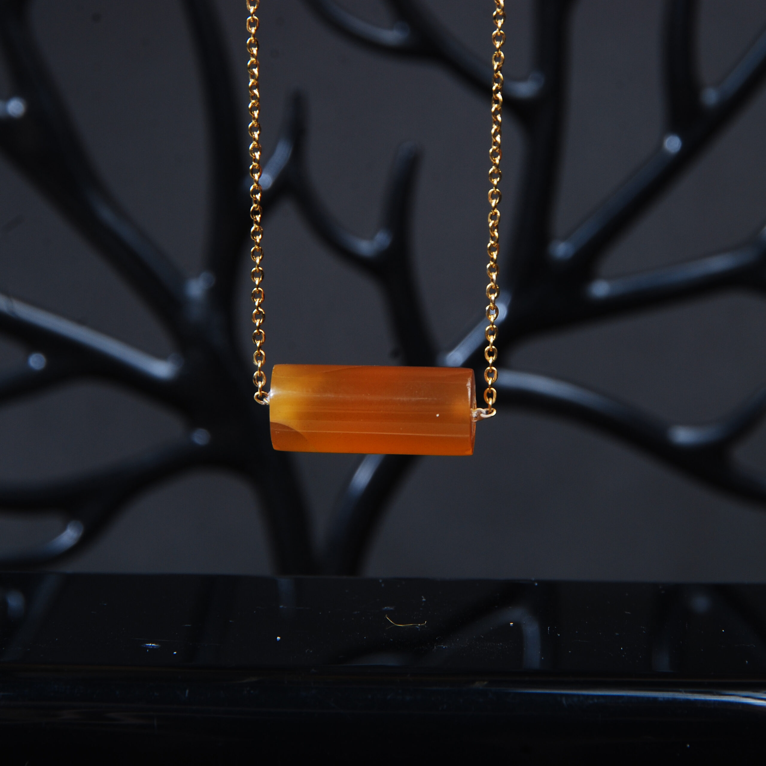 گردنبند لول عقیق عسلی 5.72گرم