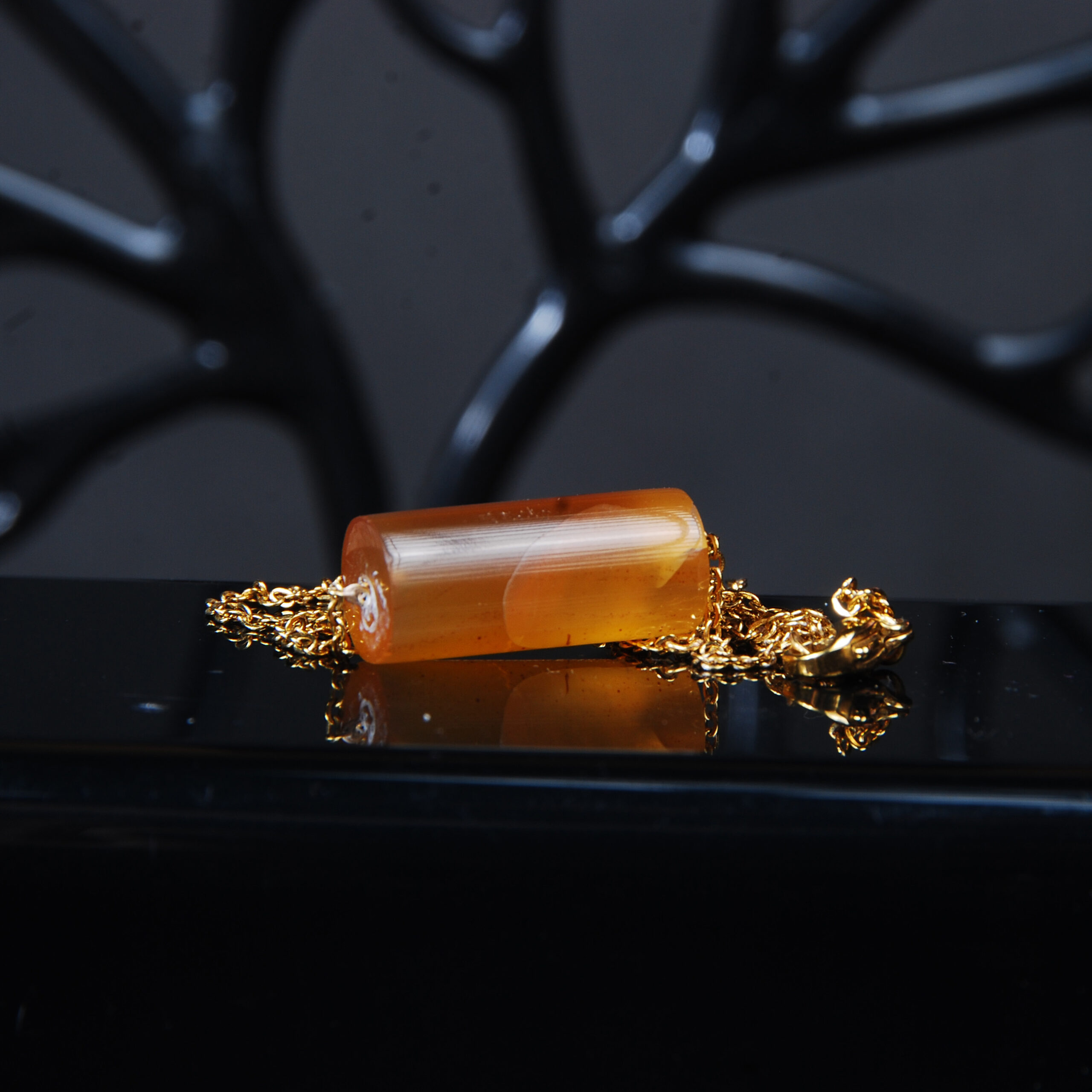 گردنبند لول عقیق عسلی 5.72گرم