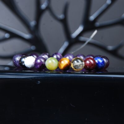 دستبند هفت چاکرا با سنگ آمیتیست