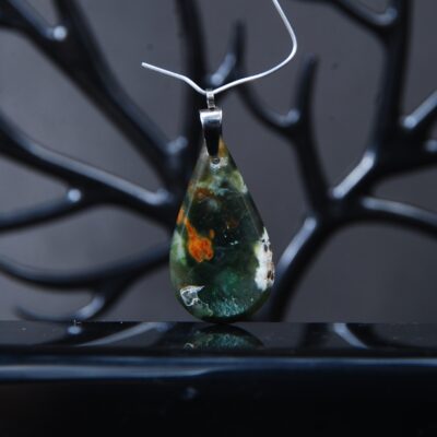 گردنبند عقیق سبز اشک 3.27گرم