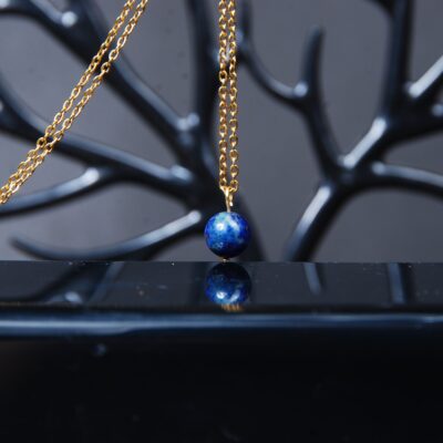 گردنبند گوی لاجورد با زنجیر رنگ ثابت 4.30گرم