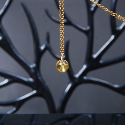 گردنبند سنگ سیترین (با زنجیر استیل رنگ ثابت )