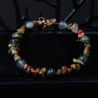 دستبند سنگ اوناکیت و سنگ خون