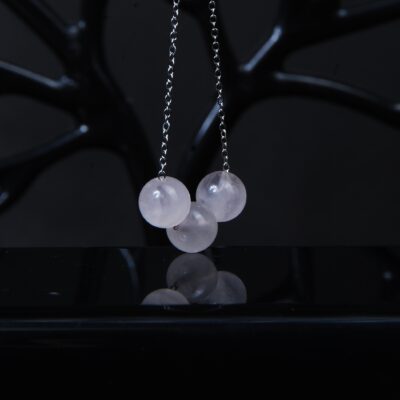 گردنبند گوی رز کوارتز با زنجیر رنگ ثابت 7.30گرم