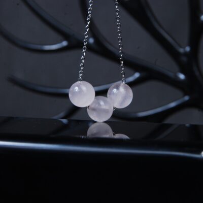 گردنبند گوی رز کوارتز با زنجیر رنگ ثابت 7.30گرم