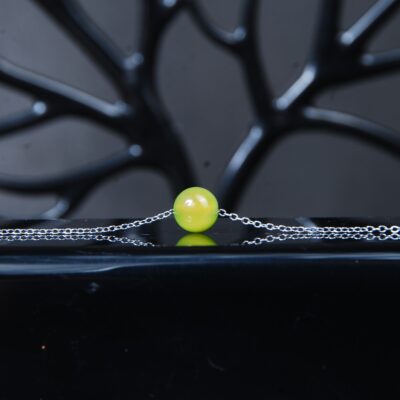 گردنبند عقیق سلیمانی سبز 5.40 گرم ( زنجیر استیل رنگ ثابت )