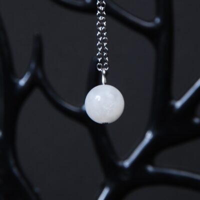 گردنبند سنگ مون استون 5.50 (با زنجیر استیل رنگ ثابت )