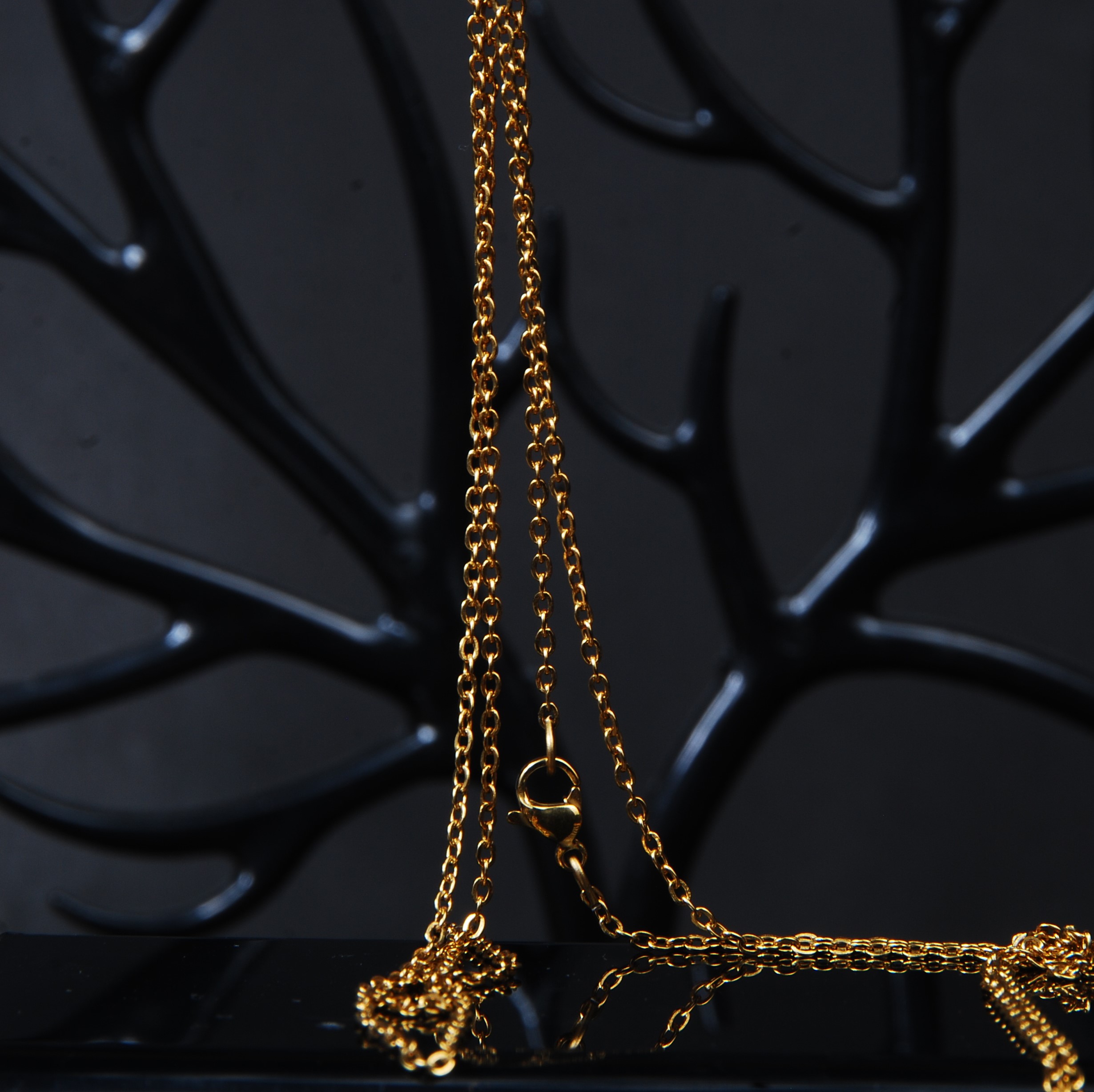 زنجیر استیل طلایی رنگ ثابت ساده 2.75گرم