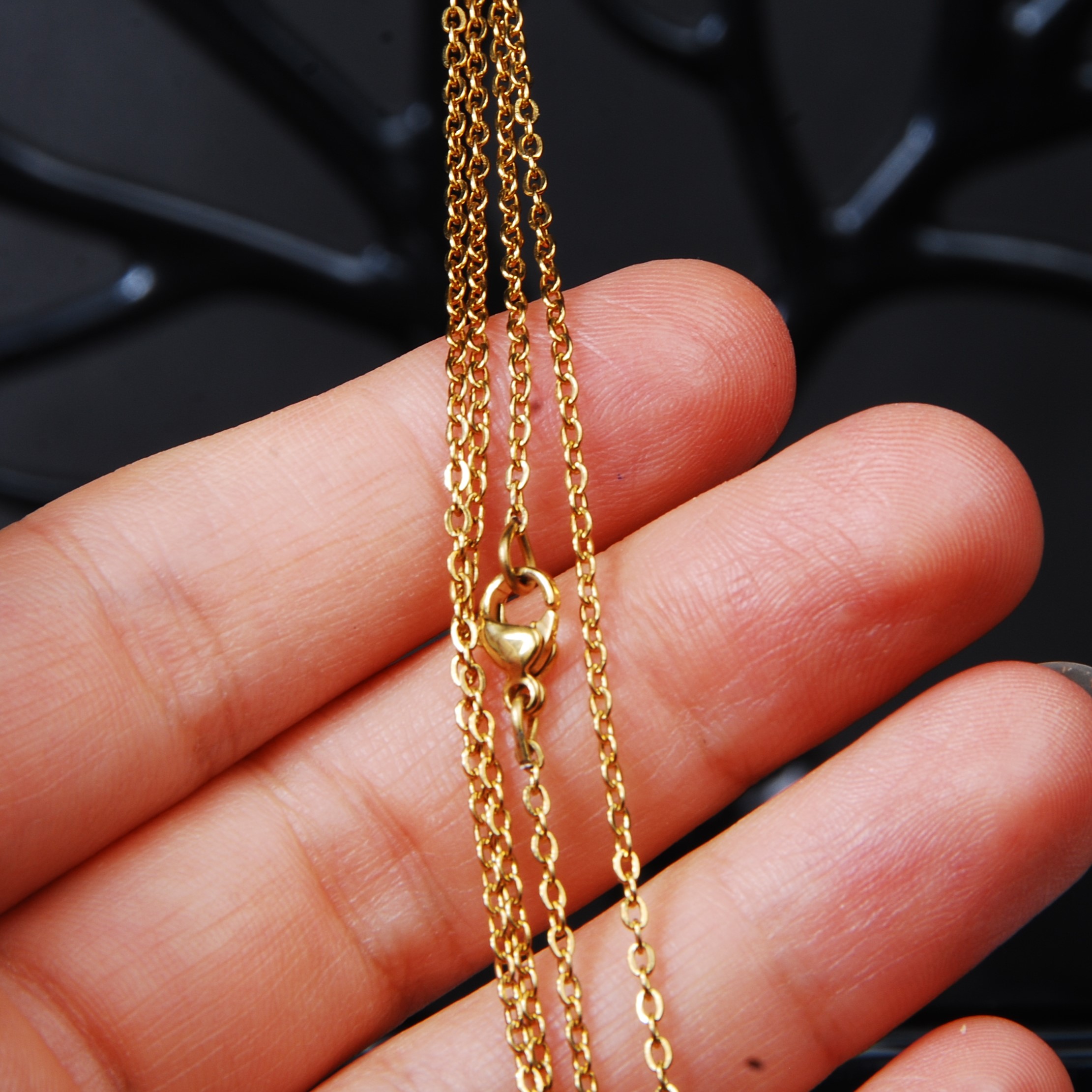 زنجیر استیل طلایی رنگ ثابت ساده 2.75گرم