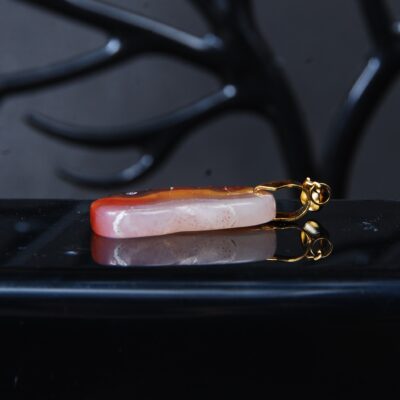 گردنبند عقیق نارنجی سلیمانی دفرمه 4.56گرم