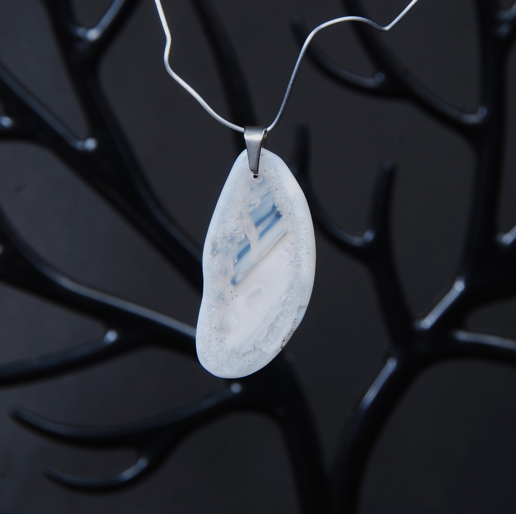 گردنبند عقیق سلیمانی سفید 2.31گرم