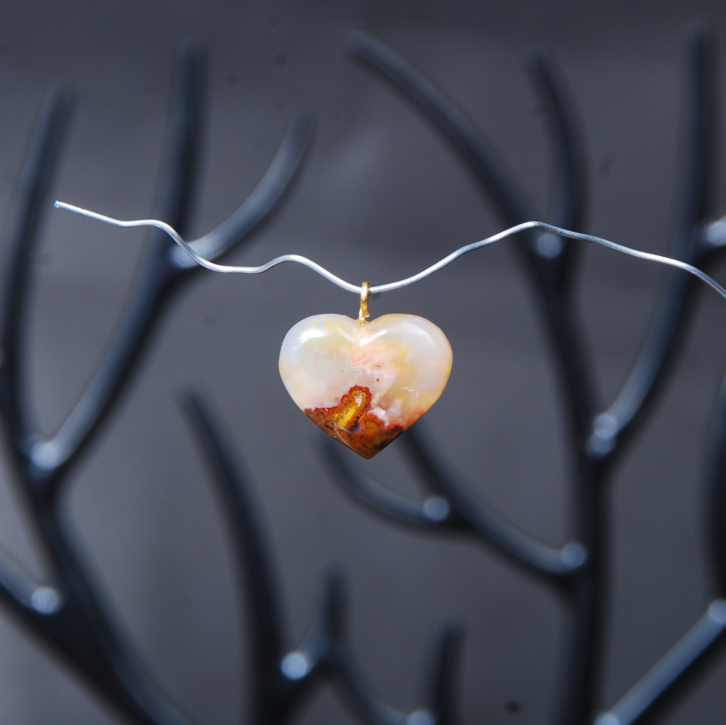 گردنبند قلب عقیق پاییزه 2.95 گرم