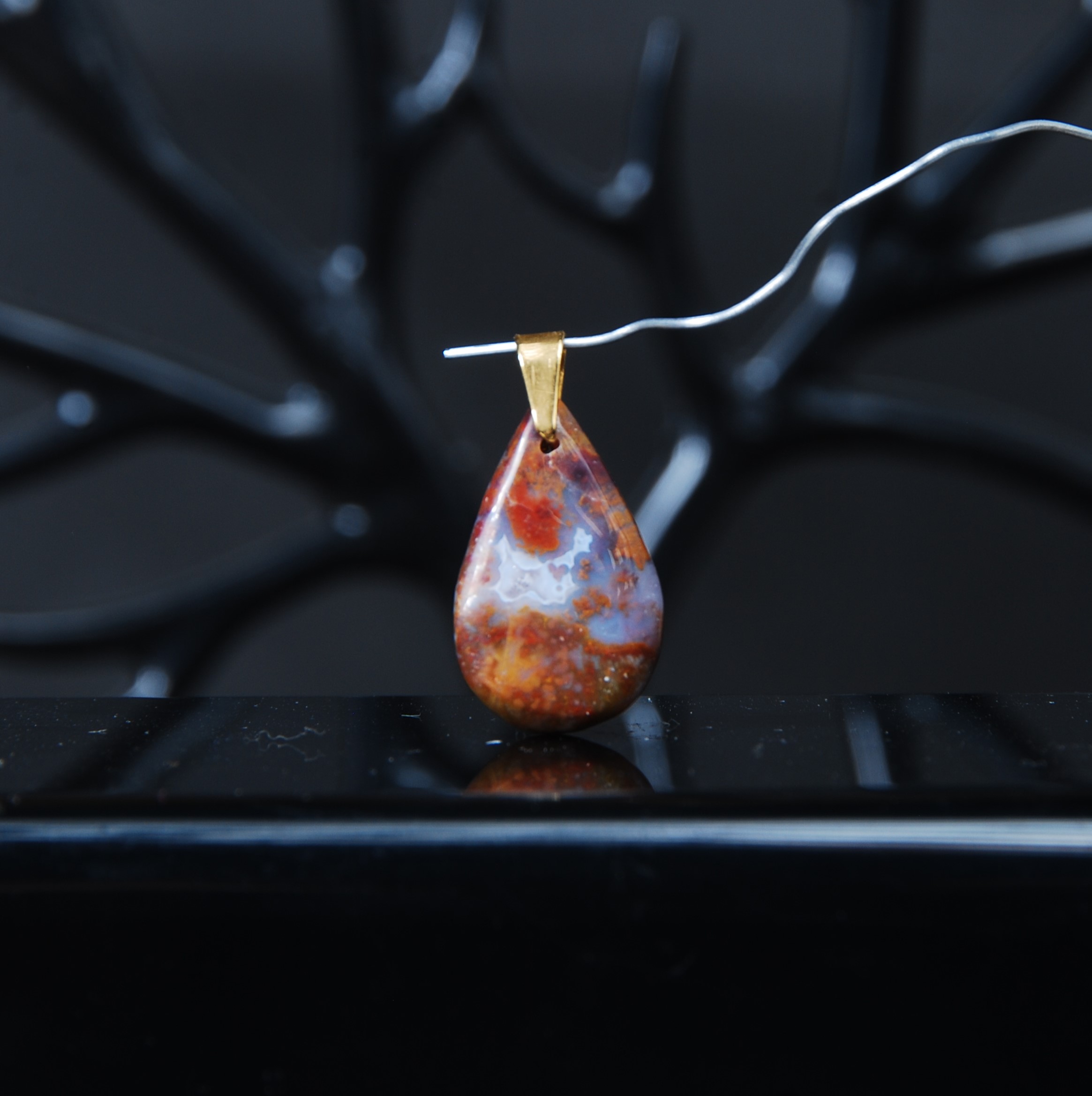 DSC_8685 گردنبند عقیق شجر پاییزه اشک 1.82گرم