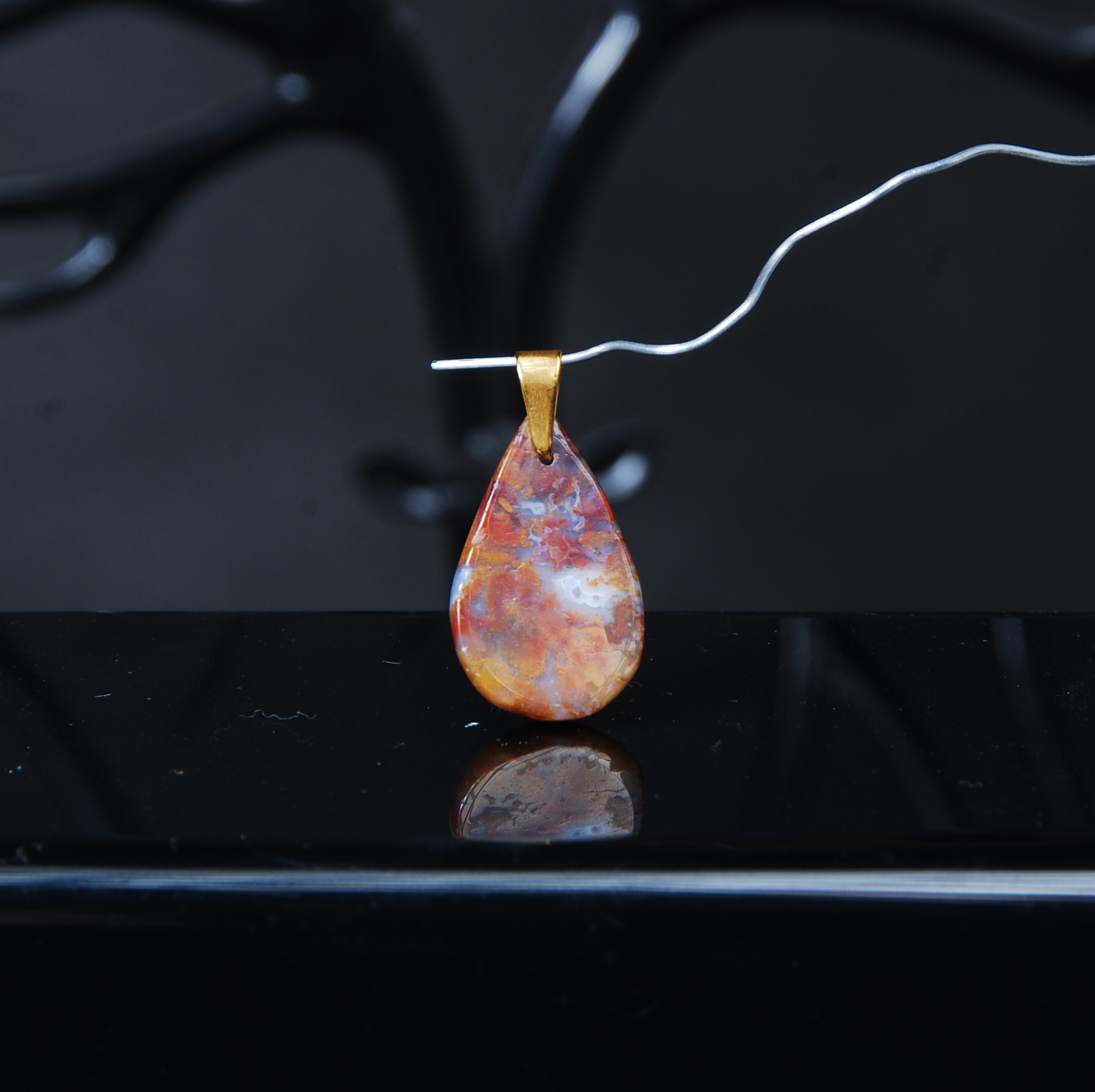 DSC_8686 گردنبند عقیق شجر پاییزه اشک 1.82گرم