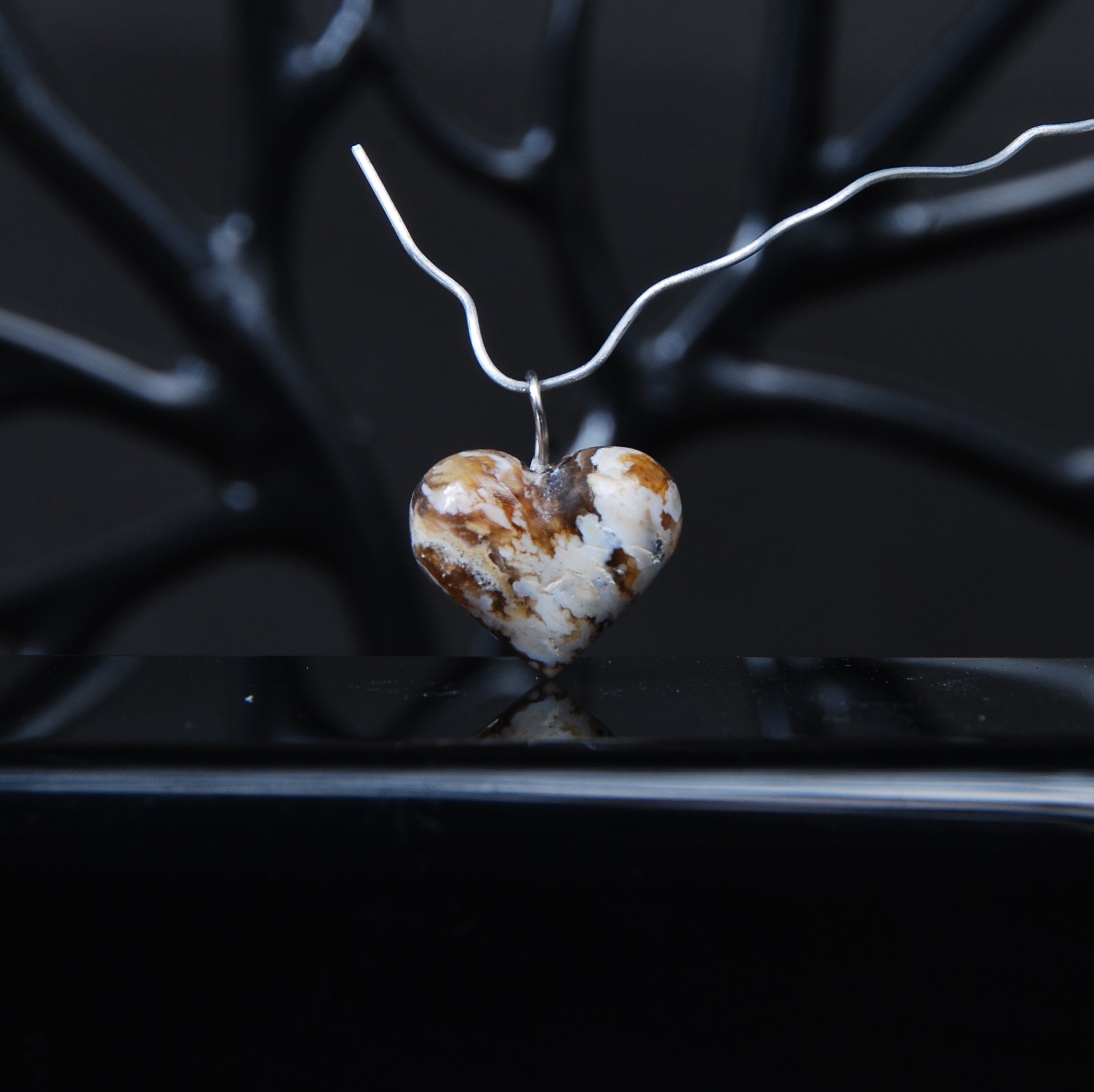 گردنبند قلبی عقیق شجر 2.58گرم