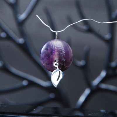 گردنبند آمیتیست برزیلی طبیعی گرد 2.85گرم (استیل رنگ ثابت )