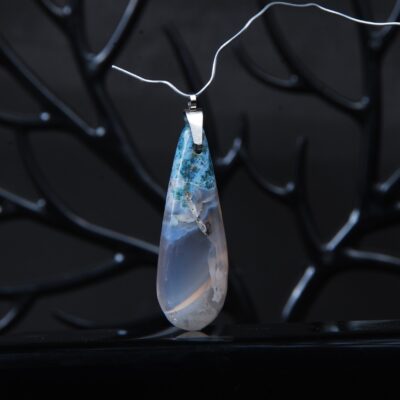 گردنبند عقیق خزه ای سبز و آبی5.72گرم