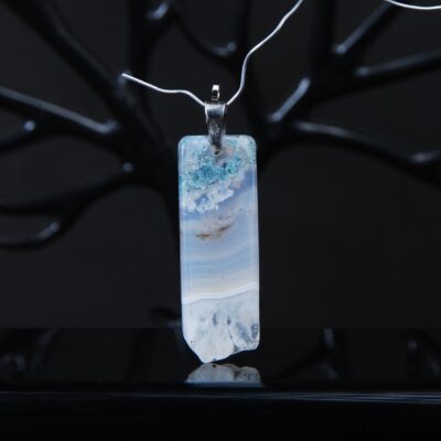 گردنبند عقیق خزه ای مستطیلی 5.31گرم