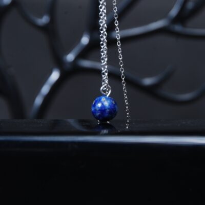 گردنبند گوی لاجورد با زنجیر رنگ ثابت 3.30گرم