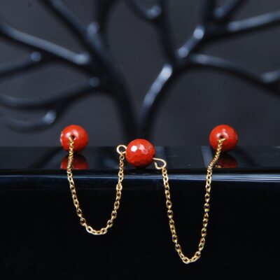 گردنبند جاسپر قرمز تراش فست 7.6گرم ( همراه با زنجیر استیل رنگ ثابت )