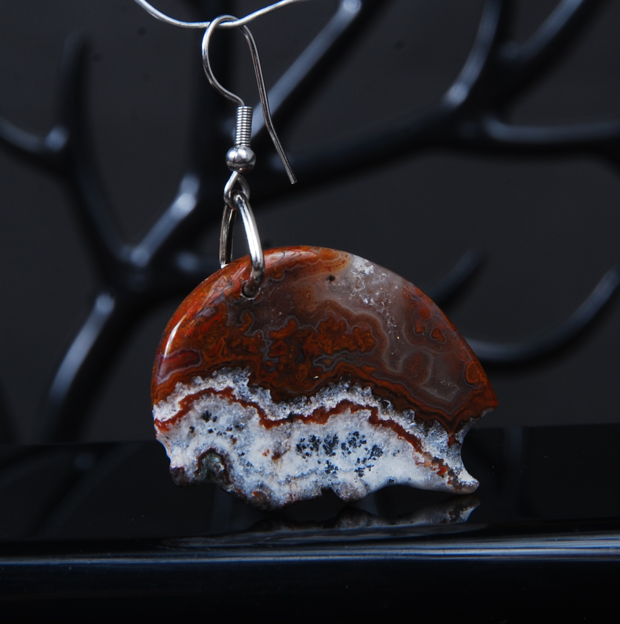 DSC_8883 گوشواره عقیق شجر پاییزه 14.88گرم