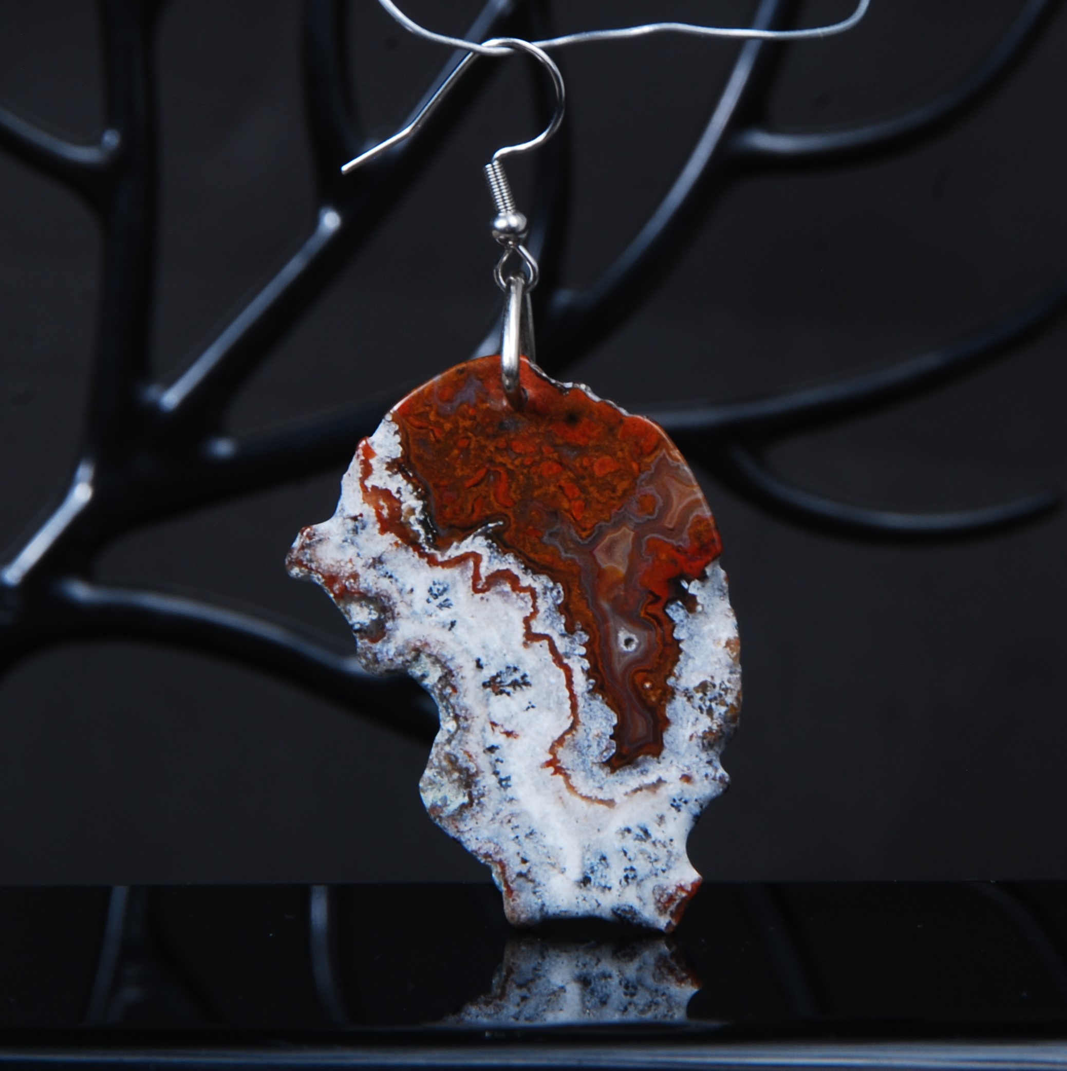 DSC_8885 گوشواره عقیق شجر پاییزه 14.88گرم