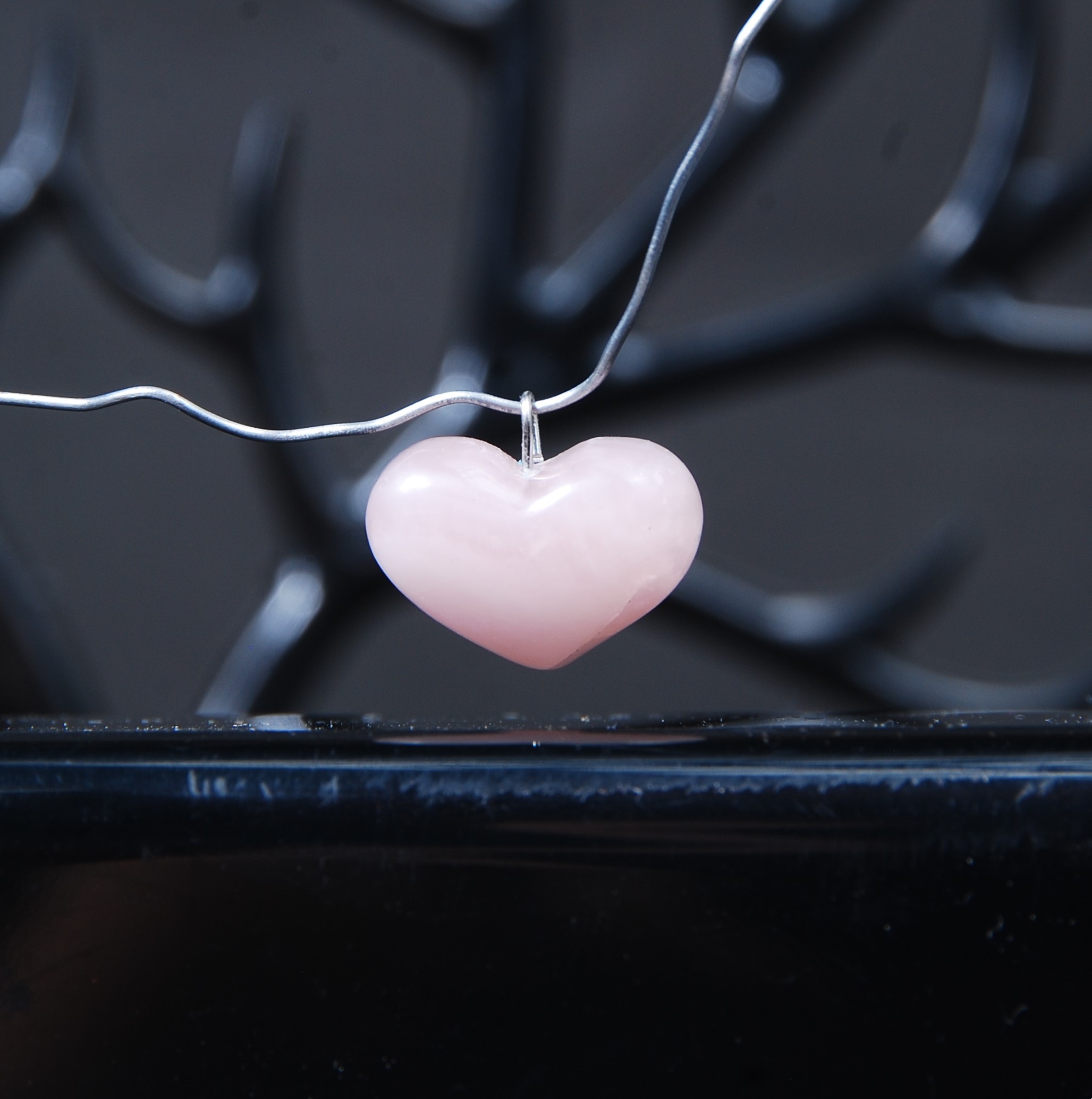 DSC_8920 گردنبند قلبی رز کوارتز صورتی سنگ عشق 2.59گرم