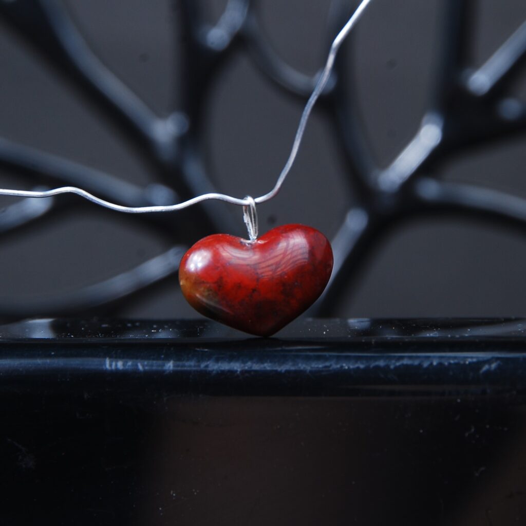 گردنبند قلب عقیق قرمز شجر آتشین 2.57 گرم