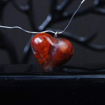 گردنبند قلب بزرگ عقیق پاییزه 6.20 گرم