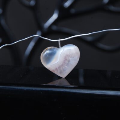 گردنبند قلب کوارتز با حاشیه عقیق سلیمانی 3.87 گرم