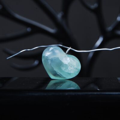 گردنبند قلب فلوریت طبیعی سبز آبی 6.21گرم