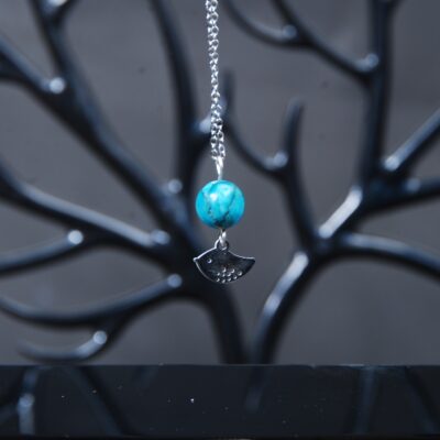 گردنبند فیروزه با آویز پرنده 2.41 گرم (با زنجیر استیل رنگ ثابت )